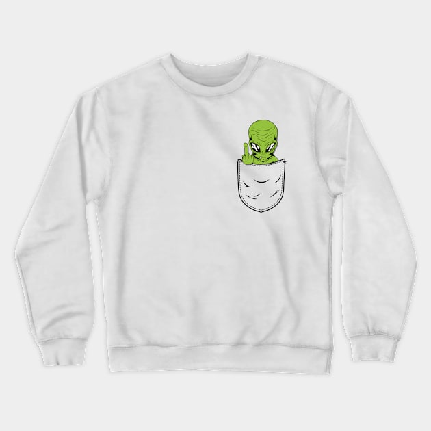 Alien Middle Finger Breast Pocket Chest Pocket Crewneck Sweatshirt by auviba-design